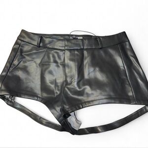 Fashion Nova Low Waist Black Leather Shorts